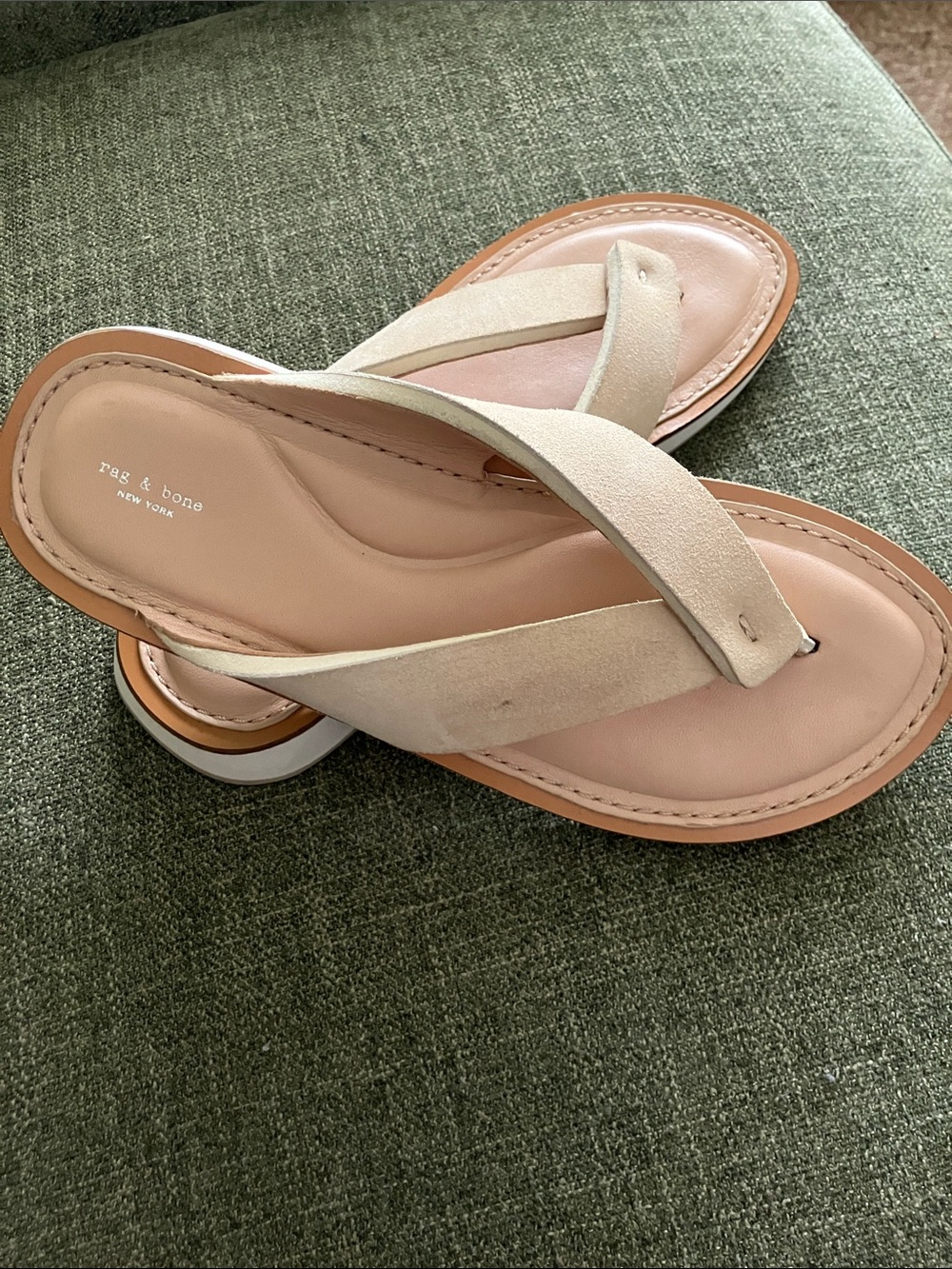 Rag & Bone Cream Suede Thong Sandals
